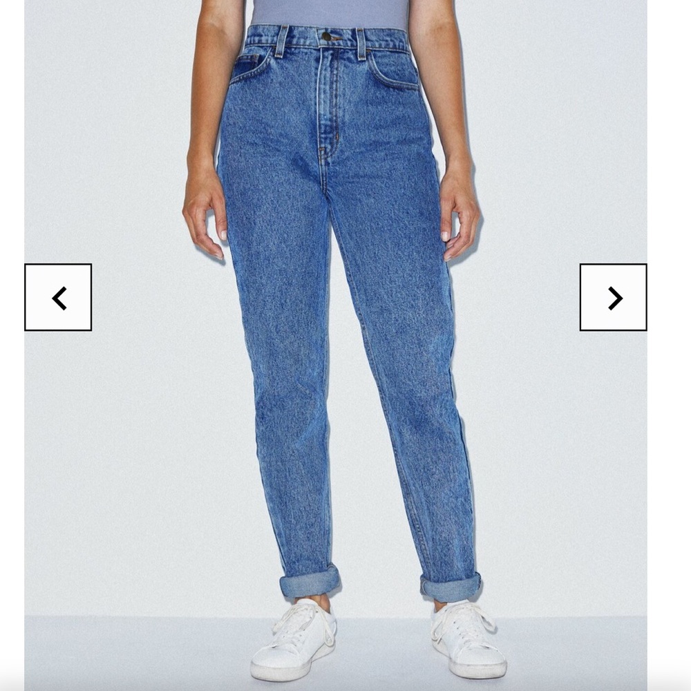 American Apparel mom jeans med stone wash indigo 397341